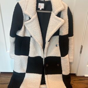 GB Girls Black and Cream Checkered Teddy Jacket
